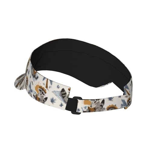 Sports Sun Visor Hat for Men Women, Adjustable Breathable Golf Tennis Cap - color: Funny Gray Raccoons