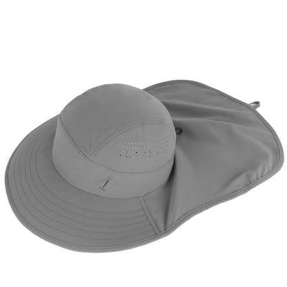 Connectyle UPF 50+ Sun Hat with Neck Flap Wide Brim Bucket Hats Breathable Fishing Hiking Gardening Safari Hat for Men Women - color: Dark Grey
