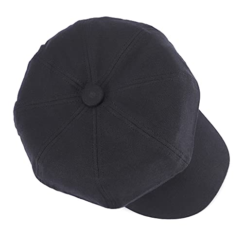 Newsboy Cabbie Baker boy hat Beret Cap for Women Pageboy Visor Paperboy Hat Sailor Fiddler Hat Adjustable - color: 1997-black