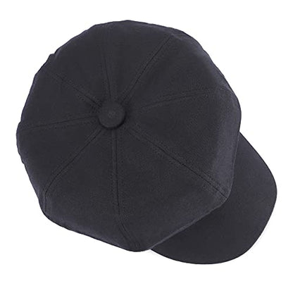 Newsboy Cabbie Baker boy hat Beret Cap for Women Pageboy Visor Paperboy Hat Sailor Fiddler Hat Adjustable - color: 1997-black