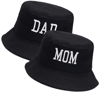 XYIYI 2 Pack Unisex Bucket Hat for Women Men Summer Beach Fishing Hat Sun Hat - color: Dad Black Mom Black