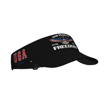 United States 250th Anniversary Hat USA Est 1776 America Patriotic Visor Cap Adjustable Sun Hat for Women Men Sports Beach - color: Black4
