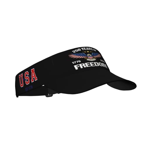United States 250th Anniversary Hat USA Est 1776 America Patriotic Visor Cap Adjustable Sun Hat for Women Men Sports Beach - color: Black4