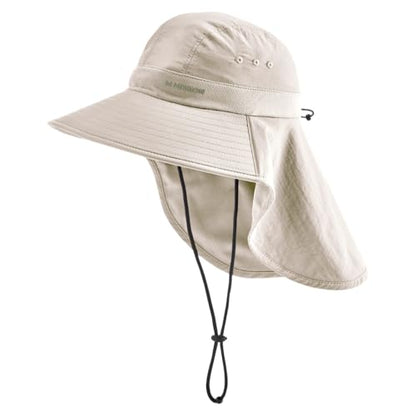 Cooling Sun Defender Sun Hat, UPF 50 UV Protection for Men Women, Wide Brim Outdoor Hat for Hiking, Fishing, Beach, Gardening - color: Oatmeal