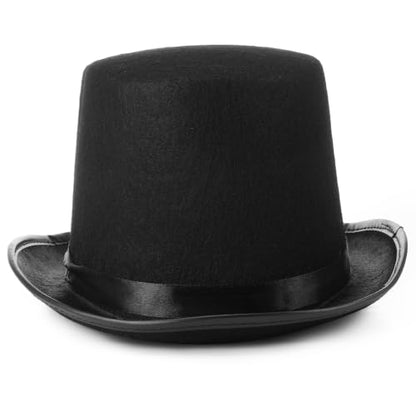 Black Tall Felt Top Hat Halloween Party Hat - style: Classic Style