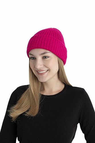 Seamless Beanie Cap, Acrylic Unisex Winter Beanie - color: Pink