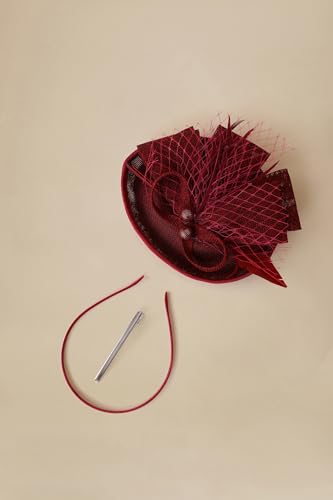 BABEYOND Fascinators Hats for Women Tea Party Pillbox Sinamay Derby Hat - color: Burgundy