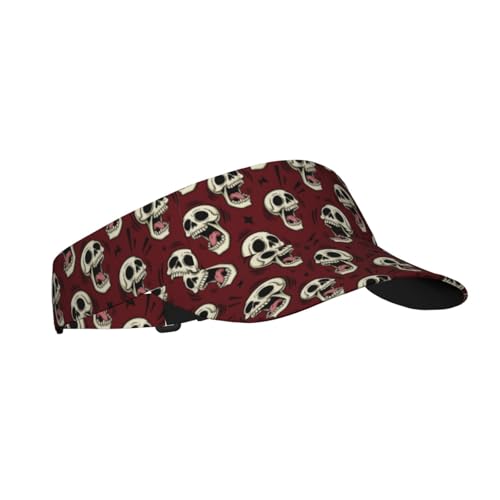 Sports Sun Visor Hat for Men Women, Adjustable Breathable Golf Tennis Cap - color: Funny Laughing Skull