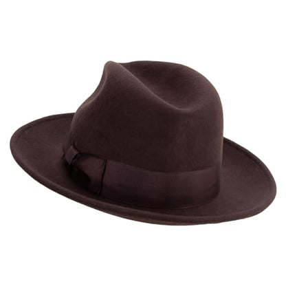 Jeanne Simmons Men's Wide Ribbon Band Fedora Hat - color: Brown, size: X-Large