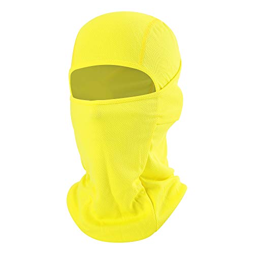 Balaclava Face Mask Adjustable Windproof UV Protection Hood - color: Yellow