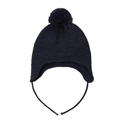 jerague Hats and Gloves Set for Kids Toddler Baby Girls Boys Warm Earflap Beanie Fleece Hats Mittens - color: Navy Blue, size: 1-3T