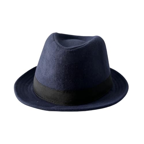 Unisex Trilby Fedora Hat 1920s Panama Hat Manhattan Gatsby Hat with Band Derby Hat Jazz Cap - color: Blue