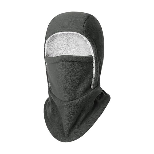 Unisex Windproof & Warm Balaclava, Thickened One-Piece Winter Hood Face Mask, Neck Warmer and Ear Protection - color: Dark Gray