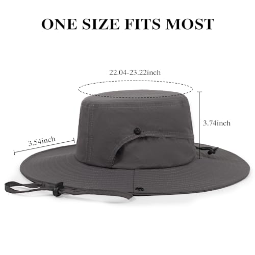 Wide Brim Sun Hats Waterproof Packable Bucket Hat UV Protection Summer Fishing Hat for Men and Women - color: Khaki+dark Gray