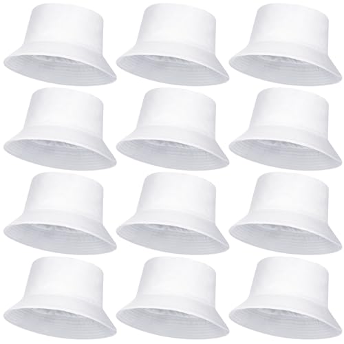 12/24/36 Pcs Bucket Hats for Men Women Bulk - color: White, size: Large