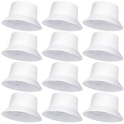 12/24/36 Pcs Bucket Hats for Men Women Bulk - color: White, size: Large