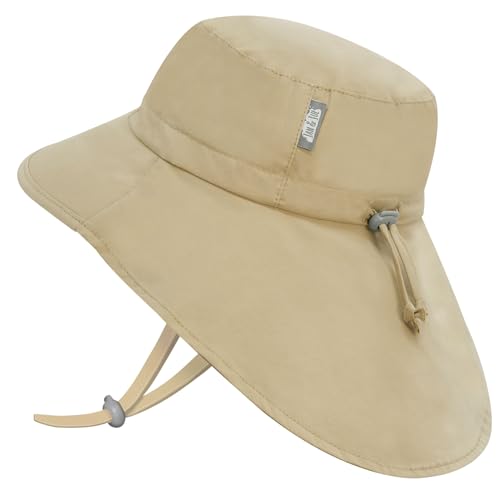 JAN & JUL Girls' Grow-with-Me Cotton Xplorer Sun Hat with Large Brim - color: Olive Khaki, size: 0-6 Months