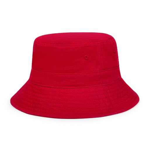 Cotton Bucket Hat Packable Beach Sun Hat for Women Men - color: Red