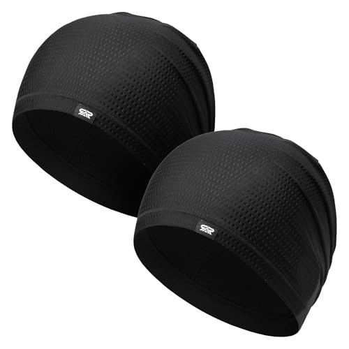 2-Pack Cooling Mesh Skull Cap Helmet Liner Running Cycling Work Men Women - color: Black + Black