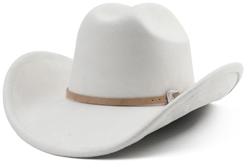 Big Cowboy Hat for Women Men Wide Brim Cowgirls Beach Cattleman Western Cowboys Hat - color: Ivory, size: Medium