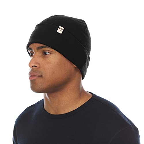 100% Merino Wool Cuff Beanie - Warm Winter Hat - Novelty Beanie - Toque - color: Black