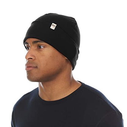 100% Merino Wool Cuff Beanie - Warm Winter Hat - Novelty Beanie - Toque - color: Black