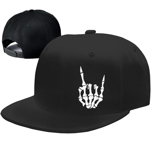 Skull Hat Snapback Hats for Men Flat Bill Hats for Men Fitted Hat Adjustable Black Baseball Hats - color: Finger Right