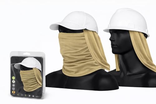 Sun Protection 3-In-1 Shade for Head with Built-In Neck Gaiter & Face Mask | Evaporative Cooling | Sun Guard | Neck Drape - color: Khaki (Residential Color)