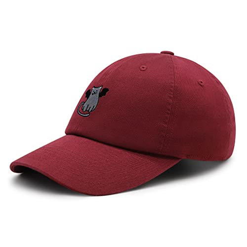 JPAK Bat-cat Premium Dad Hat Embroidered Cotton Baseball Cap Cat Kitty - color: Maroon