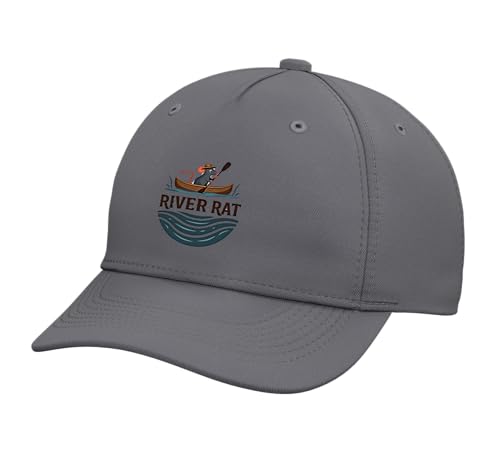 River Rat Camper Adventure Outdoor Canoe Emblem Adjustable Baseball Hat - color: Slate Grey