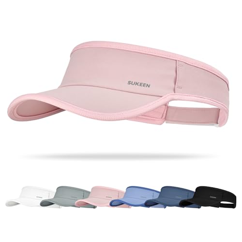 Sukeen Sports Sun Visor Women Men Lightweight Quick-Dry Visor Hat with Sunglasses Slots Athletic Visor for Golf, Tennis - color: Pink