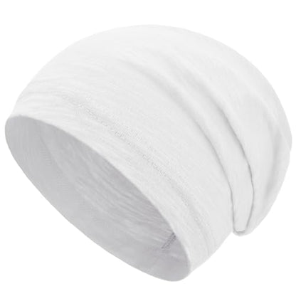 100% Cotton Summer Beanie for Men Women, Thin Soft Slouchy Beanies - color: 1pcs-white, size: Large