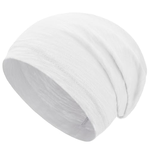 100% Cotton Summer Beanie for Men Women, Thin Soft Slouchy Beanies - color: 1pcs-white, size: Large