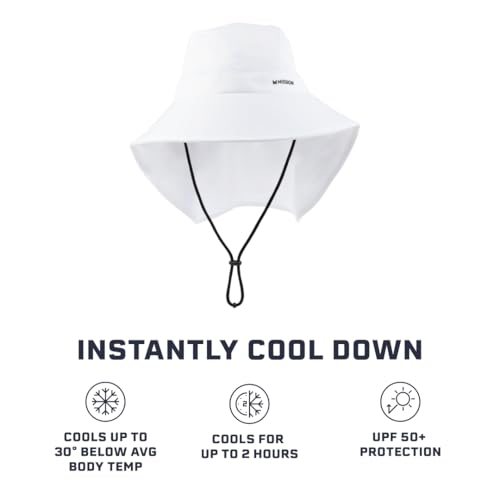 Cooling Sun Defender Sun Hat, UPF 50 UV Protection for Men Women, Wide Brim Outdoor Hat for Hiking, Fishing, Beach, Gardening - color: White