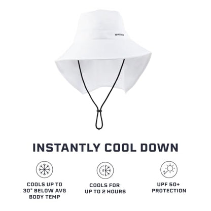 Cooling Sun Defender Sun Hat, UPF 50 UV Protection for Men Women, Wide Brim Outdoor Hat for Hiking, Fishing, Beach, Gardening - color: White