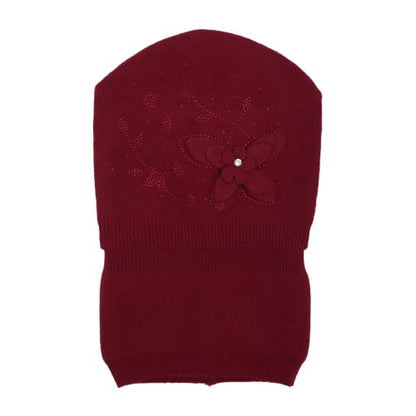 ZLYC Women Floral Slouchy Beanie Hat Double Layer Winter Knit Skull Cap - color: Butterfly Red