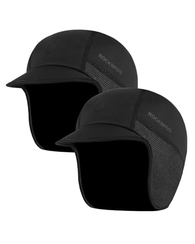 ROCKBROS Winter Cycling Caps for Men Women Windproof Sun Visor - style: With Sun Visor-2 Packs