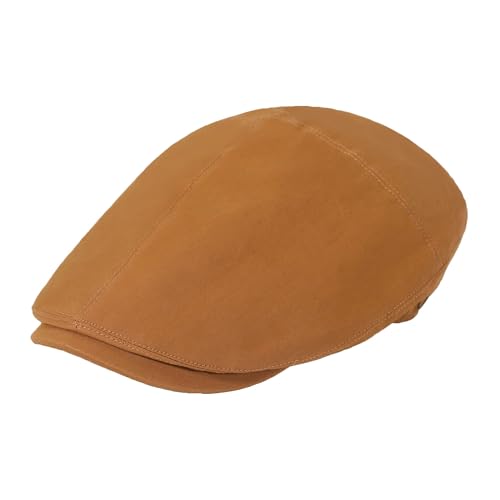 ZLYC Men Cotton Flat Cap Summer Scally Newsboy Beret Driver Hat - color: Solid Khaki
