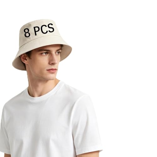 Bucket Hats Bulk Solid Color DIY Blank Hat Bucket Hats for Men, Women and Adults - color: 8pcs Beige Bucket Hat