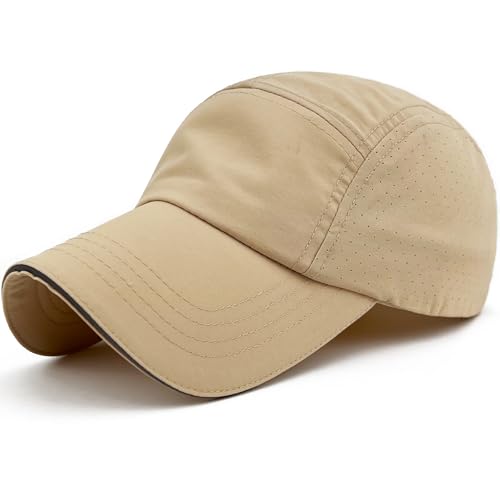 Lightweight Running Hat Breathable Mesh Cap Reflective Brim - color: Beige, size: X-Large-XX-Large