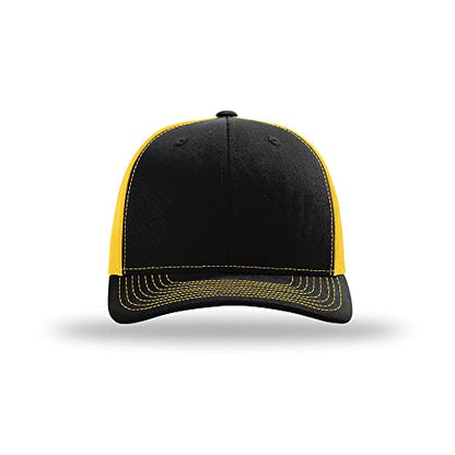 Richardson 112 Classic Six-Panel Adjustable Snapback Trucker Cap - color: Black/Gold