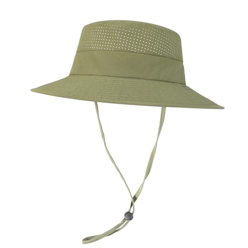 VOBOOM Unisex Wide Brim UV Protection Fishing Sun Hat - color: Green