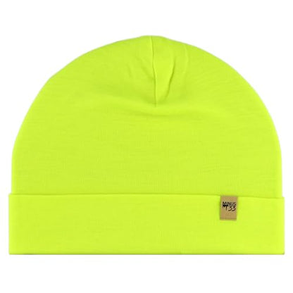 100% Merino Wool Cuff Beanie - Warm Winter Hat - Novelty Beanie - Toque - color: High Visibility