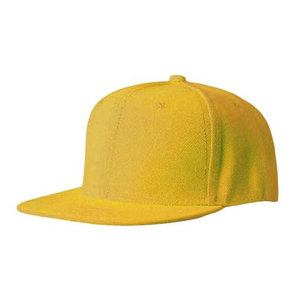 Boolavard Classic Snapback Hat Cap Hip Hop Style Flat Bill Blank Solid Color Adjustable Size - color: Yellow