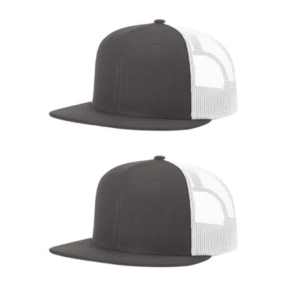 Richardson 511 Wool Blend Flatbill Trucker Snapback Adjustable Cap - color: Charcoal/White