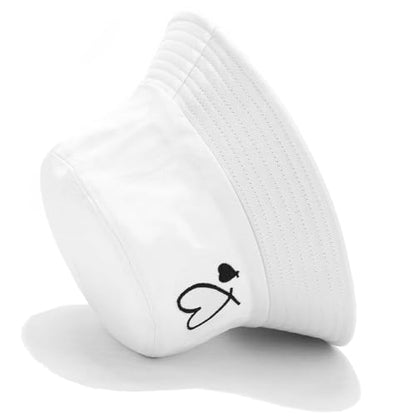 Bucket Hat Beach Sun Hat Fishing Hat for Women Men, Summer Outdoor Travel Packable Fisherman Hat - color: Love Heart White