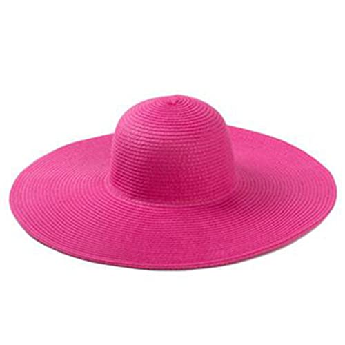 Big Beach Hats for Women Foldable Summer Wide Brim Packable Oversized Sun Hat Lady Girl Travel Straw Cap - color: Rose Red