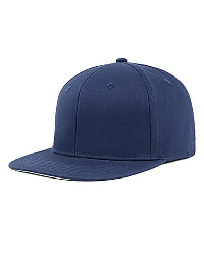 Zylioo XL 2XL Snapback Hat, Large Flat Bill Baseball Cap for Men Women - color: Navy Blue, size: Small-Medium