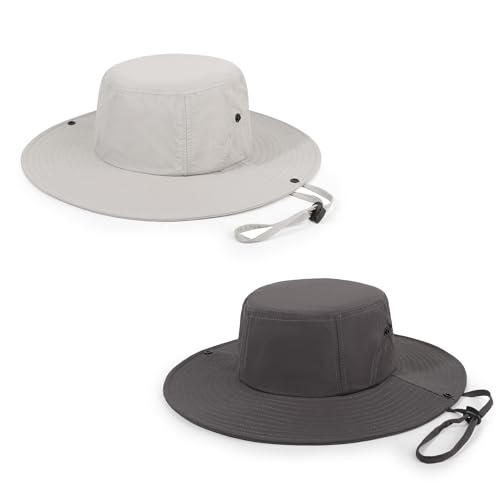 Wide Brim Sun Hats Waterproof Packable Bucket Hat UV Protection Summer Fishing Hat for Men and Women - color: Dark Gray+light Gray
