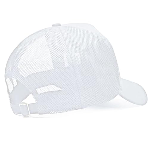 Oversize XXL Mesh Trucker Hat for Men Big Head High Crown Baseball Cap - color: White